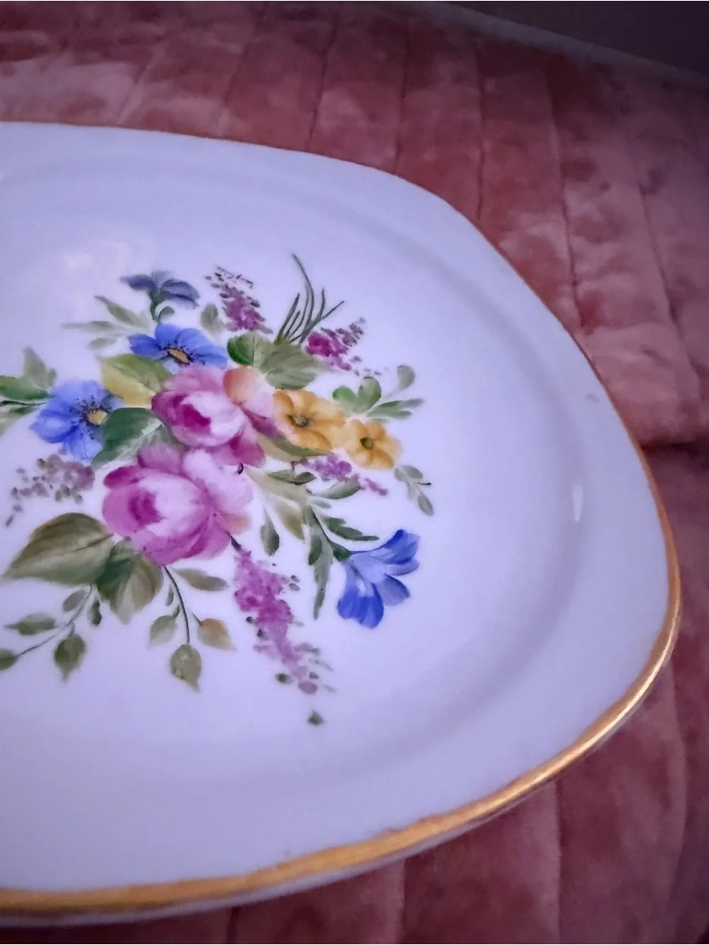 Vintage Schönwald Germany Floral Porcelain Dish Gold Trim
